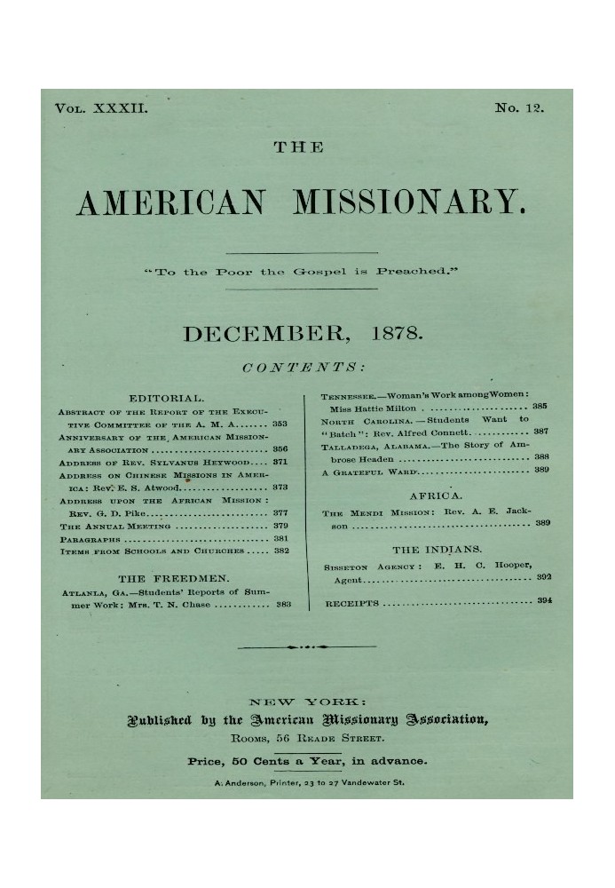 Американський місіонер — том 32, № 12, грудень 1878 р