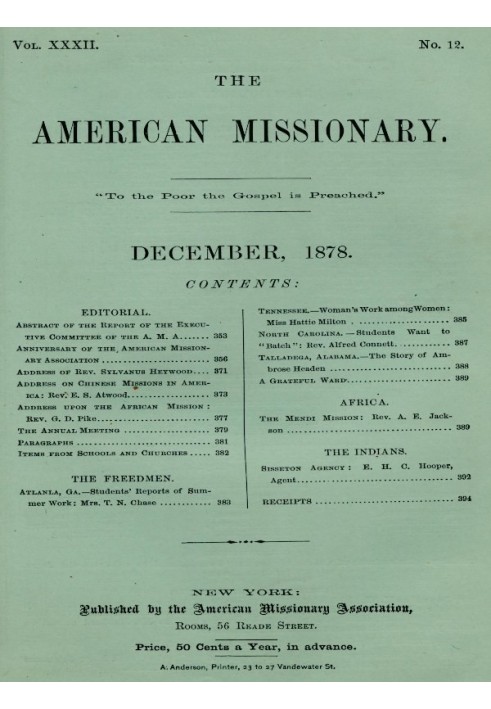 Американський місіонер — том 32, № 12, грудень 1878 р