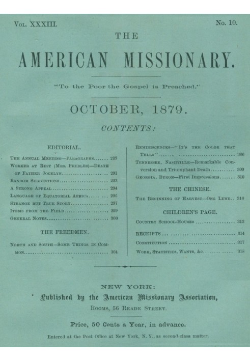 Американський місіонер — том 33, № 10, жовтень 1879 р