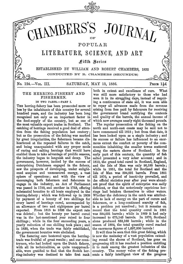 Журнал популярної літератури, науки та мистецтва Чемберса, п’ята серія, №. 124, том. III, 15 травня 1886 р