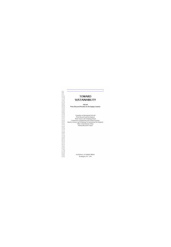 Toward Sustainability : Soil and Water Research Priorities for Developing Countries