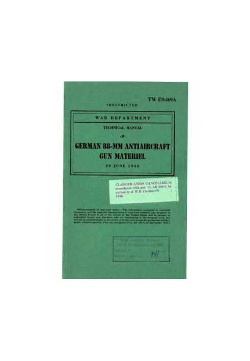 TM E9-369A German 88mm AntiAircraft Gun Material