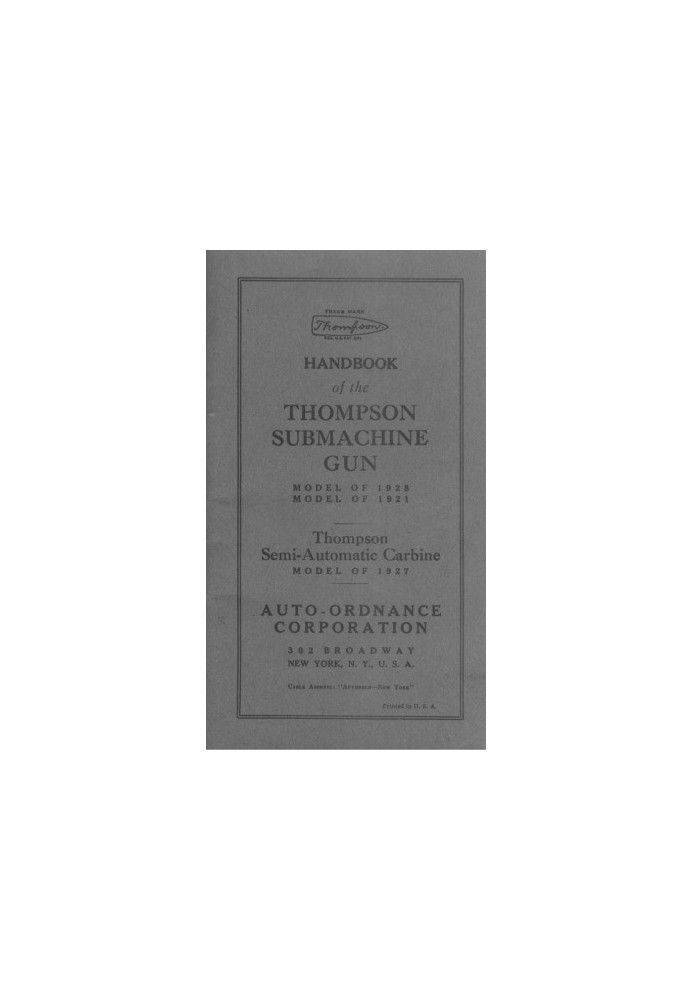 Thompson Tommy Full Auto 1927