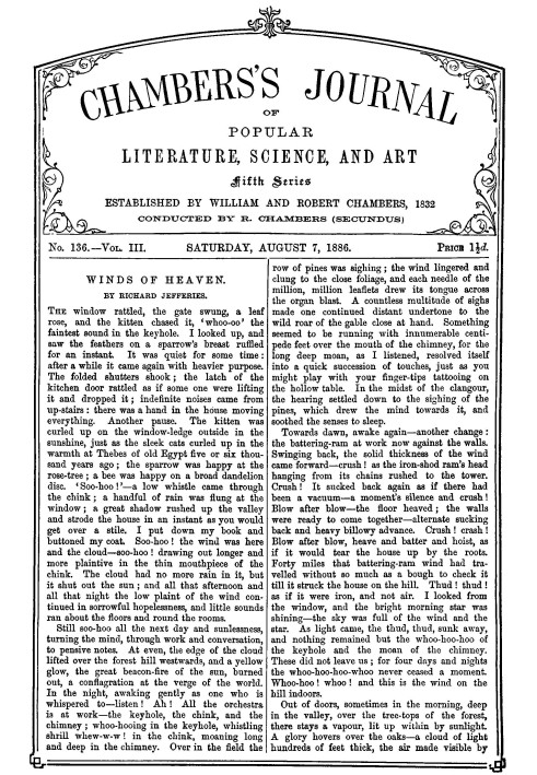 Журнал популярної літератури, науки та мистецтва Чемберса, п’ята серія, №. 136, вип. III, 7 серпня 1886 р