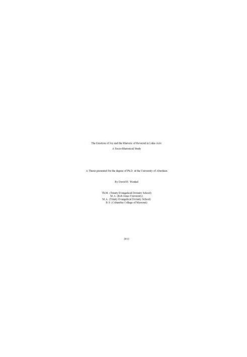 The emotion of joy and the rhetoric of reversal in Luke-Acts : a socio-rhetorical study