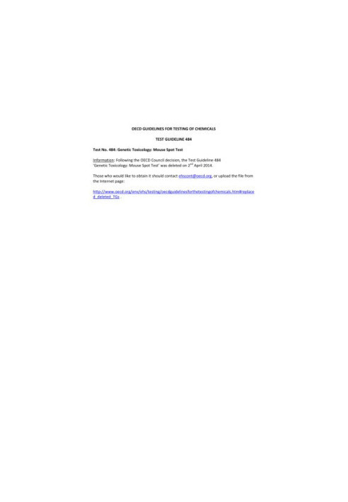 484 : genetic toxicology : mouse spot test