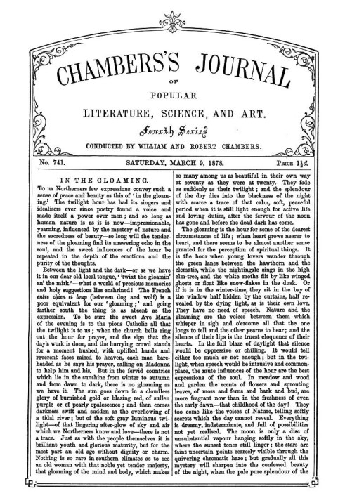 Chambers's Journal of Popular Literature, Science, and Art, № 741, 9 березня 1878 р.