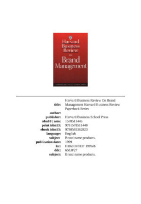 Harvard Business Review on Brand Management