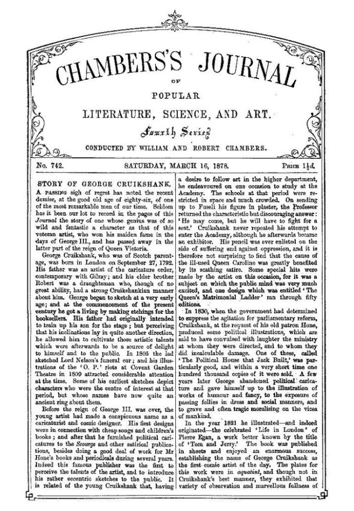 Chambers's Journal of Popular Literature, Science, and Art, № 742, 16 березня 1878 р.