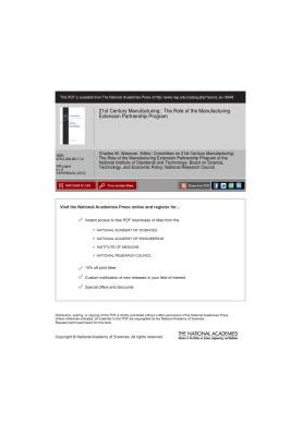 21st Century Manufacturing: The Role of the Manufacturing Extension Partnership Program