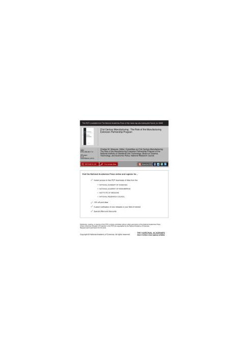 21st Century Manufacturing: The Role of the Manufacturing Extension Partnership Program
