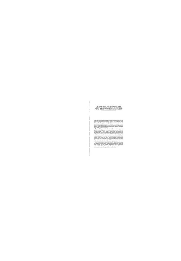 Urbanism Colonialism Wrld Econ (International Library of Sociology Series)