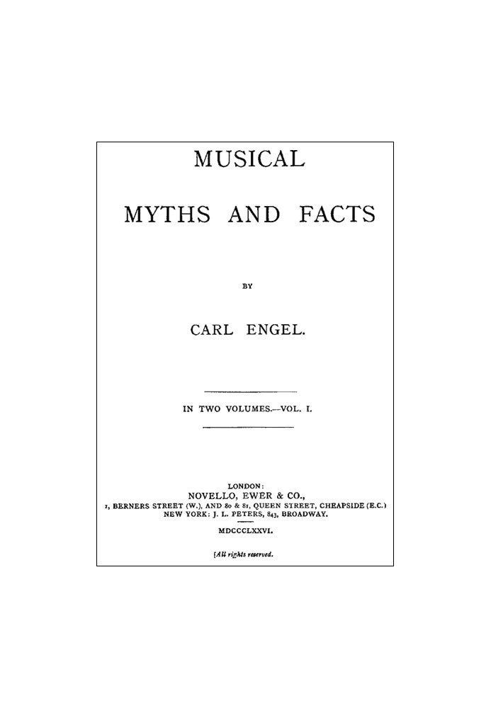 Musical Myths and Facts, Volume 1 (of 2)