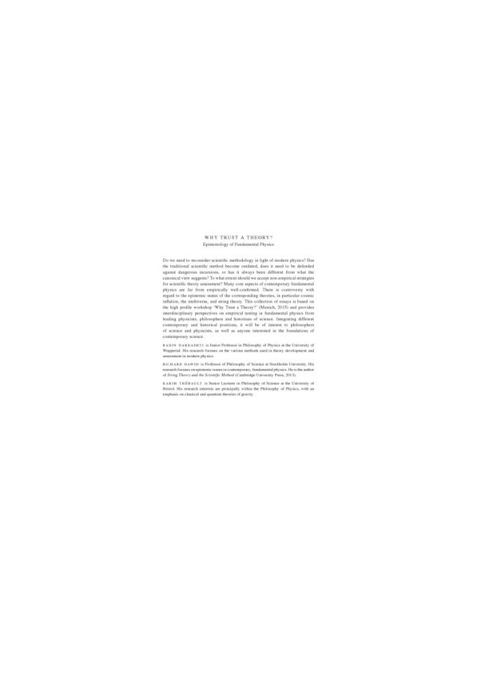 Why trust a theory? : epistemology of fundamental physics