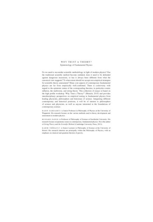 Why trust a theory? : epistemology of fundamental physics