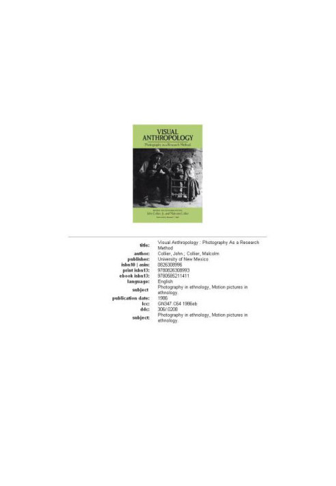 Visual Anthropology - Photography as a Research Method