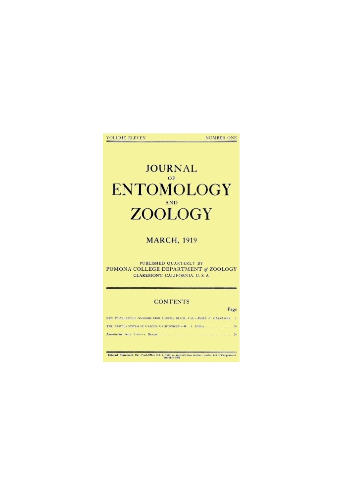 Journal of Entomology and Zoology, Vol. 11, No. 1, March 1919