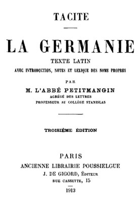 Germania Латинський текст зі вступом, примітками та глосарієм власних імен