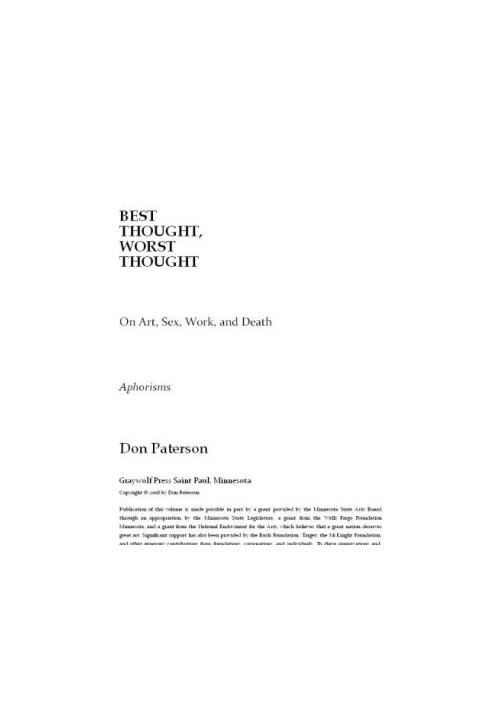 Best thought, worst thought: on art, sex, work and death: aphorisms