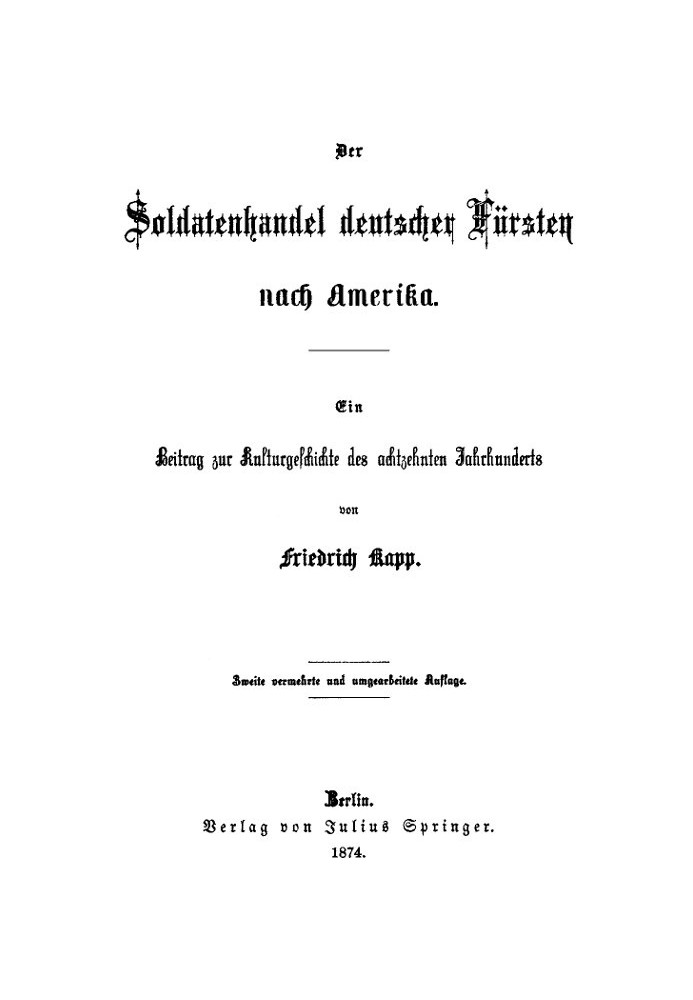 The soldier trade of German princes to America