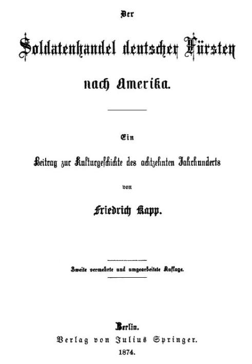 The soldier trade of German princes to America