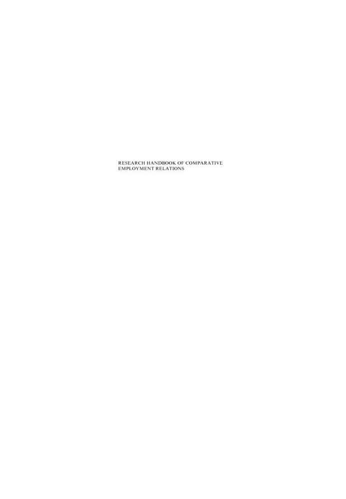 Research Handbook of Comparative Employment Relations