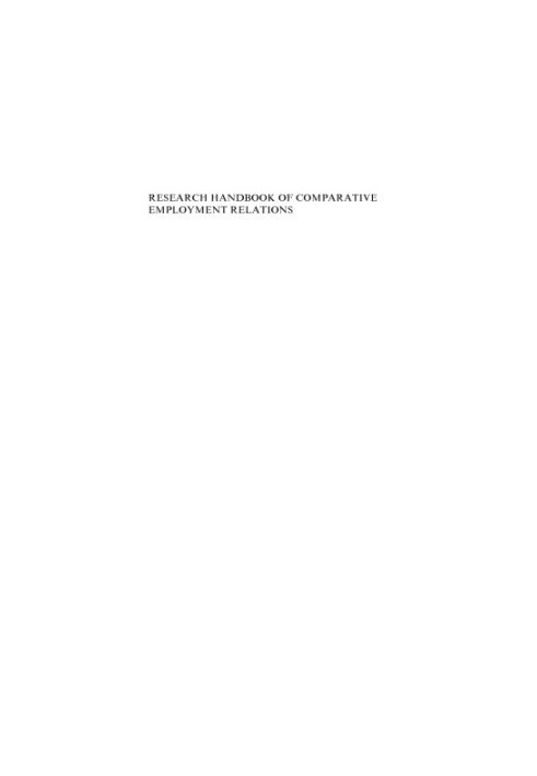 Research Handbook of Comparative Employment Relations
