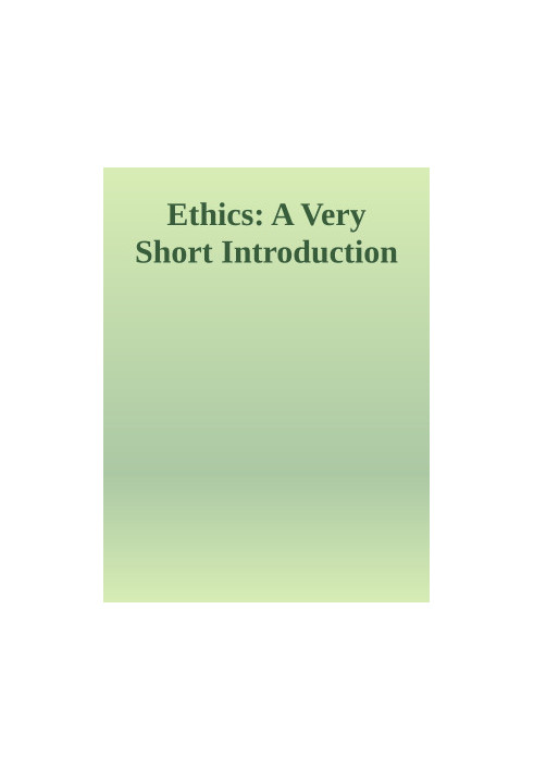 Ethics: A Very Short Introduction