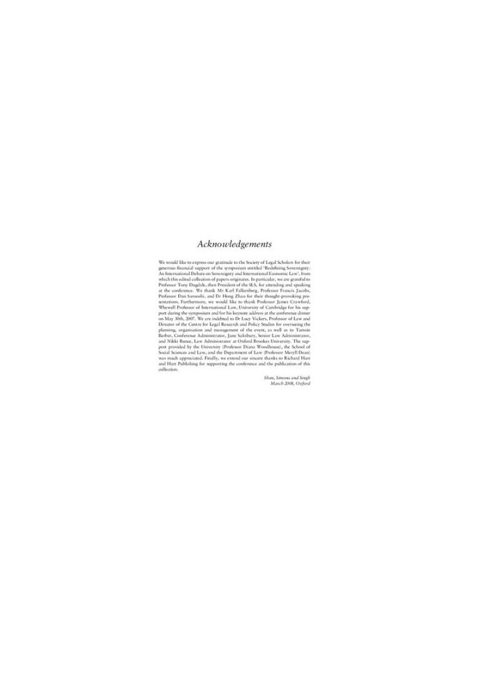 Redefining Sovereignty in International Economic Law