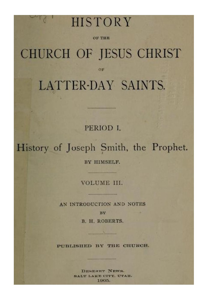 History of the Church of Jesus Christ of Latter-day Saints, Volume 3