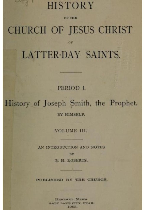 History of the Church of Jesus Christ of Latter-day Saints, Volume 3