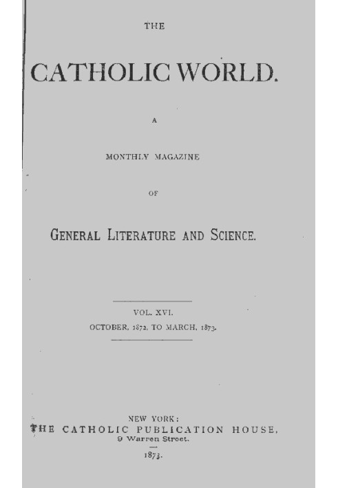 Католический мир, Vol. 16 октября 1872 г. — март 1873 г.