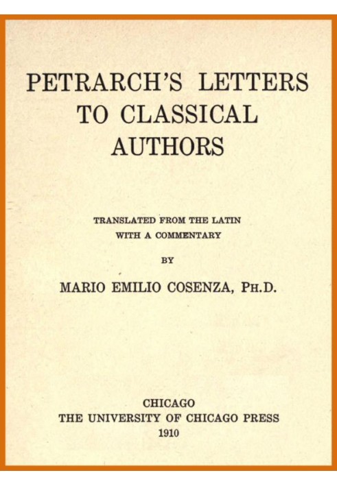 Petrarch's Letters to Classical Authors