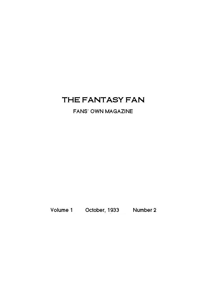 The Fantasy Fan, жовтень 1933 р. The Fan's Own Magazine