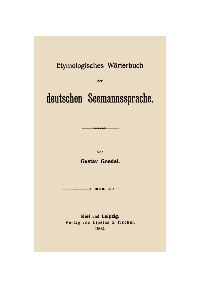 Etymological dictionary of the German sailor's language