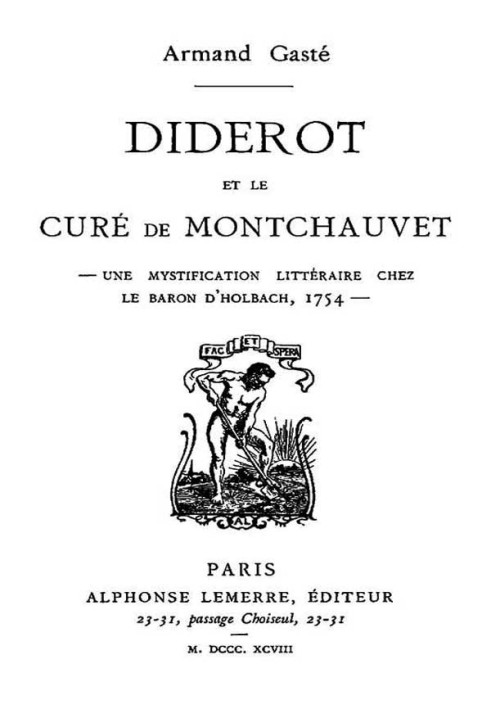 Дидро и кюре Моншове Литературная мистификация барона Гольбаха, 1754 г.