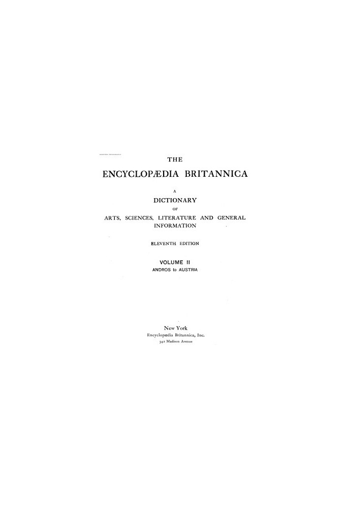 Encyclopedia Britannica - A dictionary of arts, sciences, literature and general information 11 ed. in 29 v. Volume 02 Andros