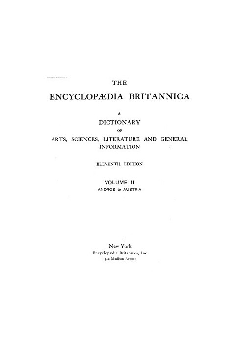 Encyclopedia Britannica - A dictionary of arts, sciences, literature and general information 11 ed. in 29 v. Volume 02 Andros