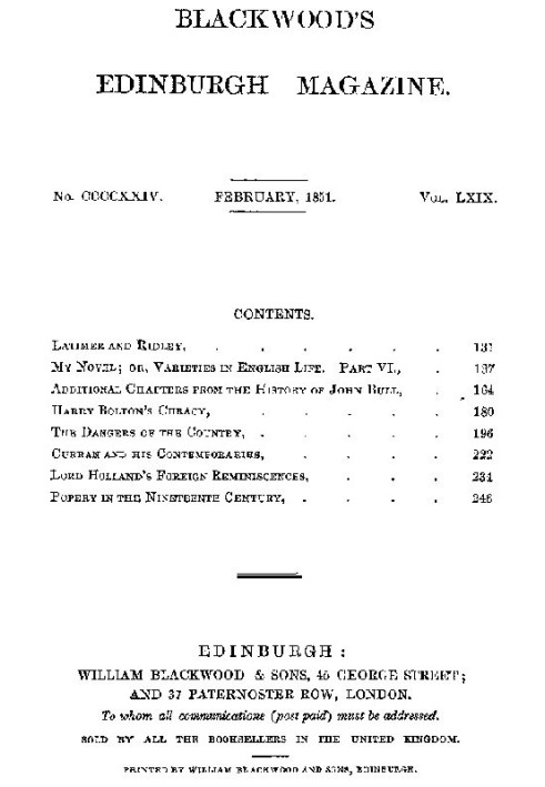 Blackwood's Edinburgh Magazine, том 69, № 424, лютий 1851 р.