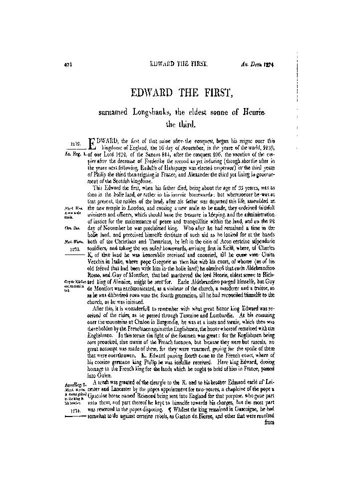 Chronicles of England, Scotland and Ireland (2 of 6): England (09 of 12) Edward the First, Surnamed Longshanks, the Eldest Sonne