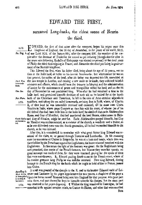 Chronicles of England, Scotland and Ireland (2 of 6): England (09 of 12) Edward the First, Surnamed Longshanks, the Eldest Sonne