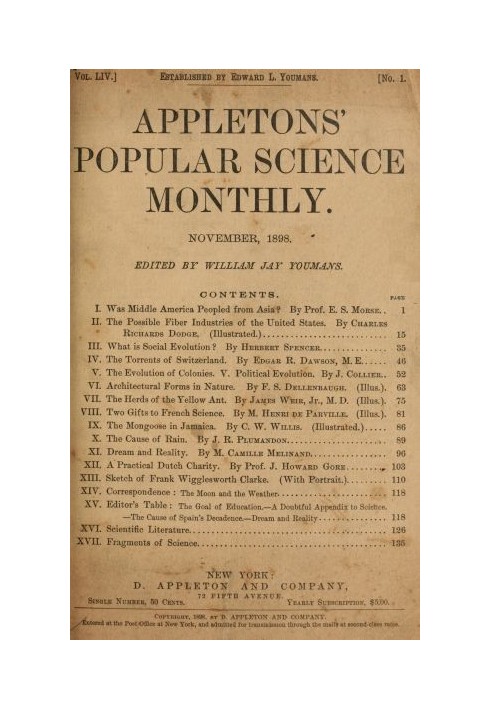 Appletons' Popular Science Monthly, листопад 1898 р. Том 54, листопад 1898 р.