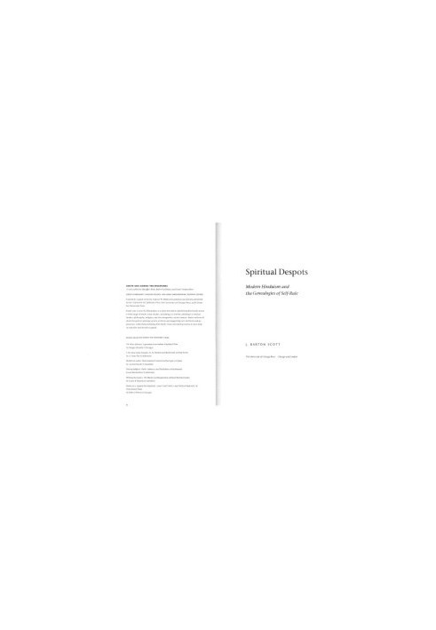 Spiritual despots: Modern Hinduism and the genealogies of self-rule