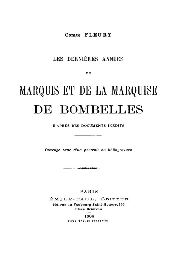 Останні роки маркіза і маркізи де Бомбель