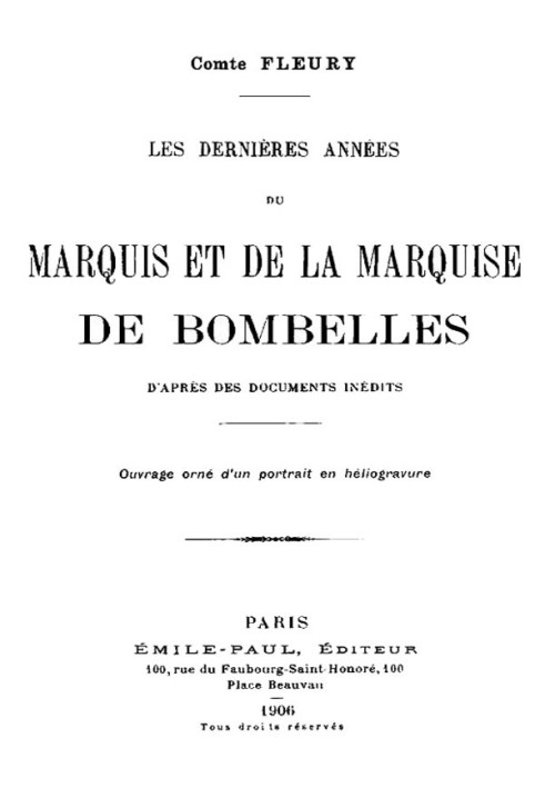 Останні роки маркіза і маркізи де Бомбель