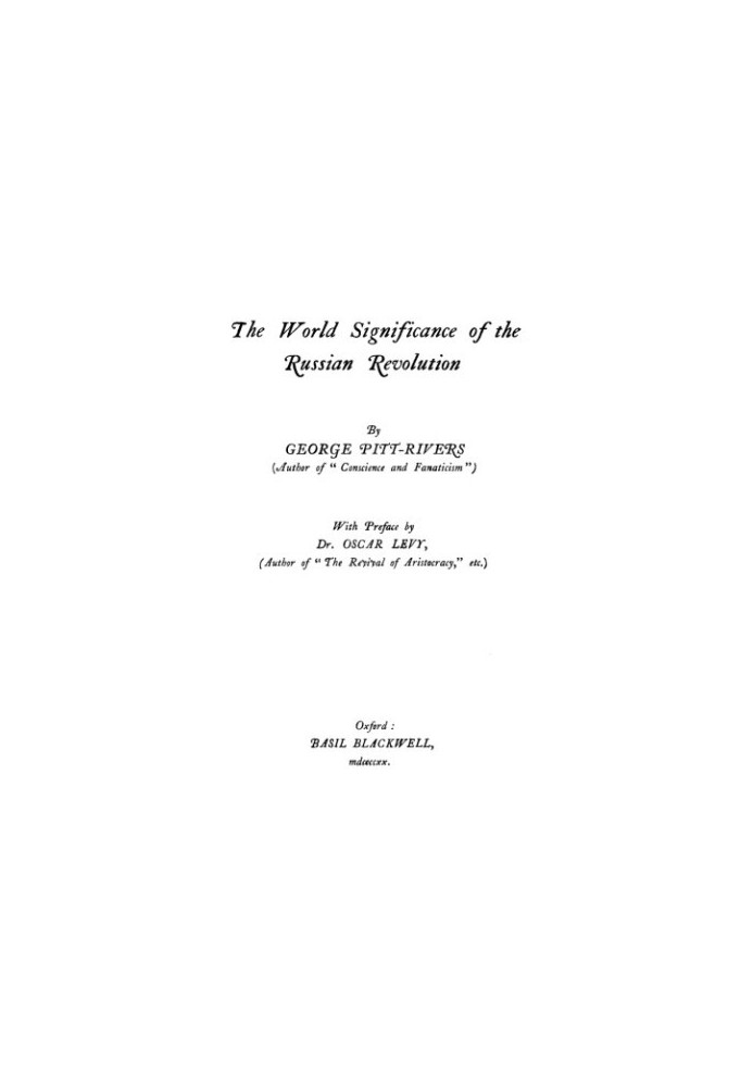 The World Significance of the Russian Revolution