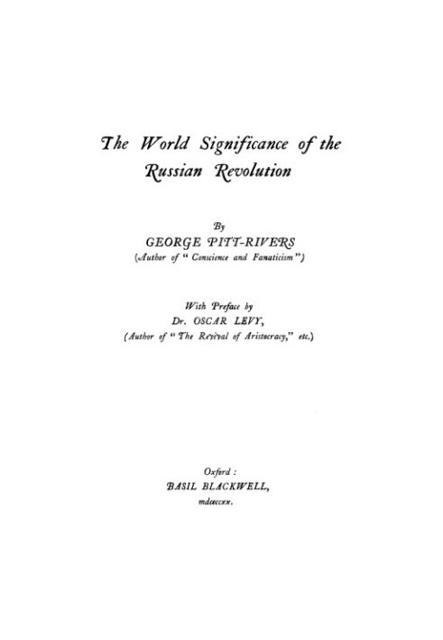 The World Significance of the Russian Revolution