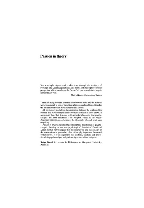 Passion in theory : conceptions of Freud and Lacan