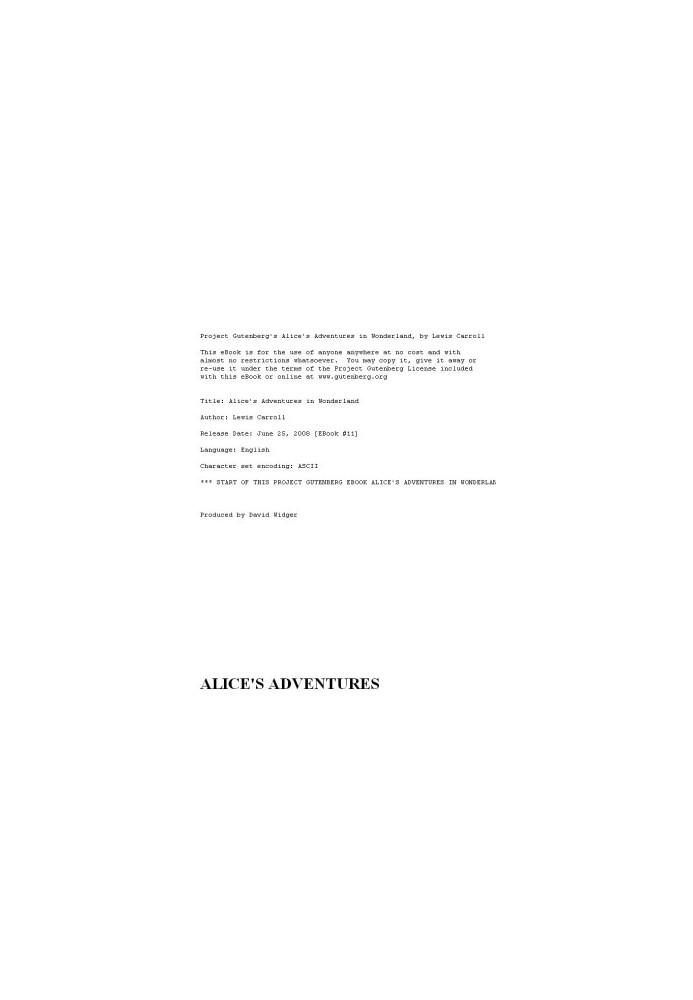 Alice's Adventures in Wonderland