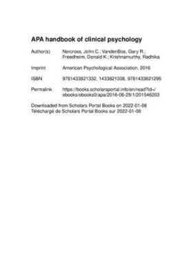 APA Handbook of Clinical Psychology: Theory and research